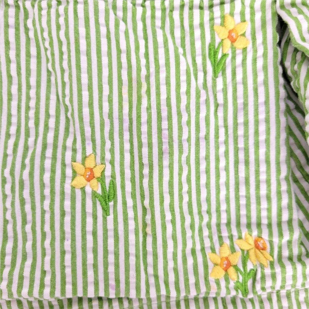 Kids Green Daffodil Embroidered Skort Pleated Bow Waist Size 4‎